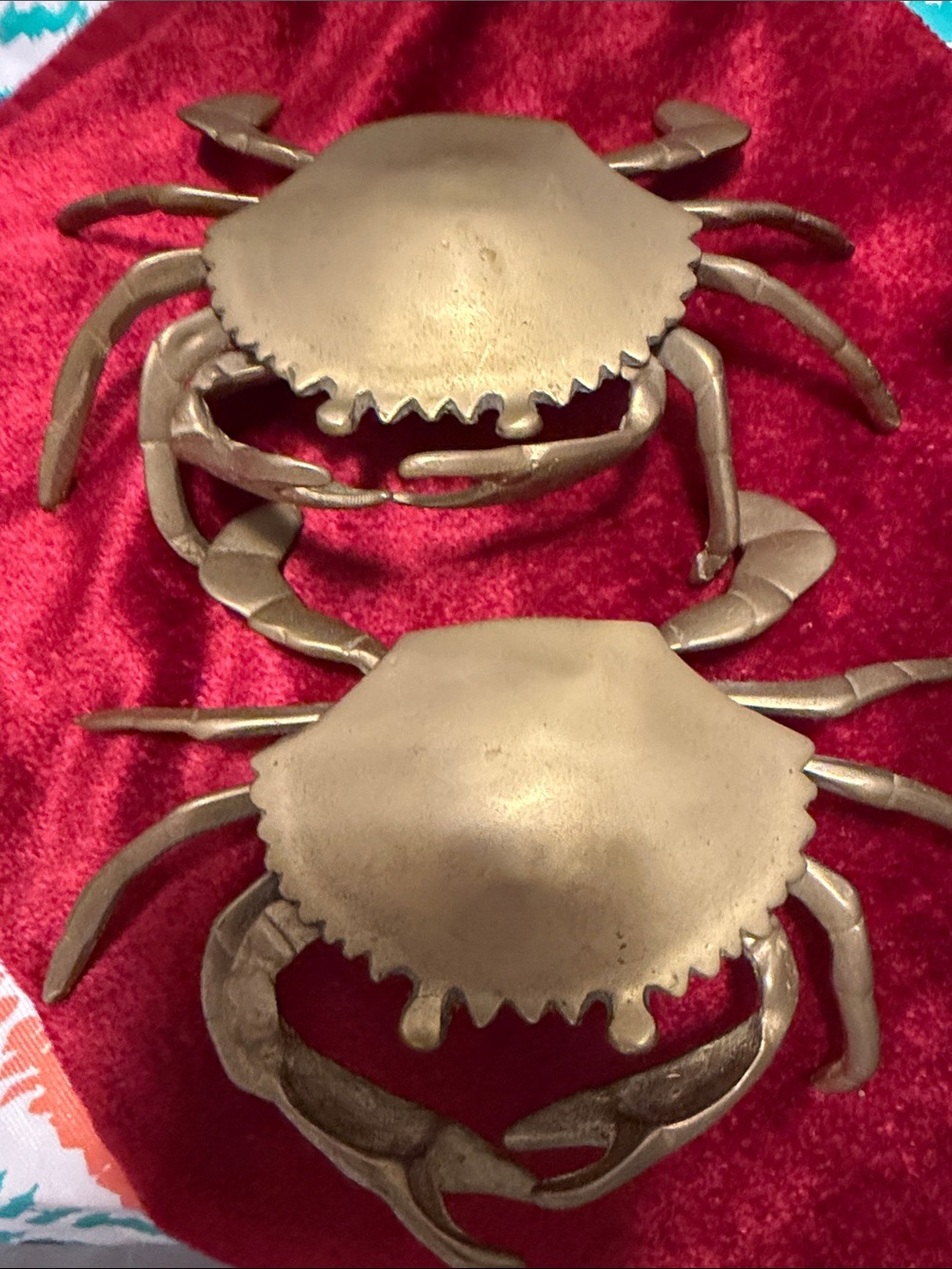 2 solidbrass vintage Brass Crab open for trinket Box or ashtray likenew not used